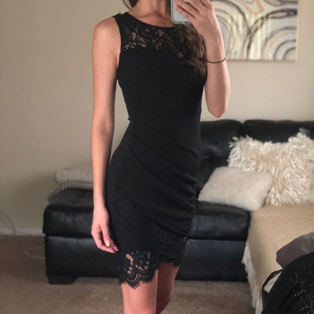 Black Dress With Lace Trim